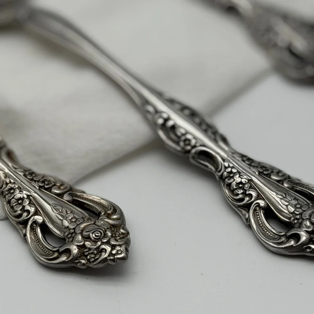 Vtg Oneida Community Brahms Stainless Flatware 4 Piece Serving Set Floral Ornate